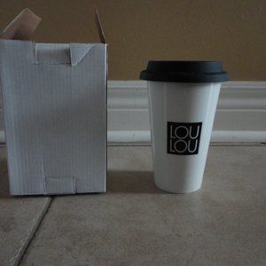 Lou Lou white/black reusable coffee mug tumbler